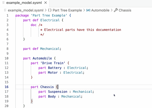 Documentation on hover